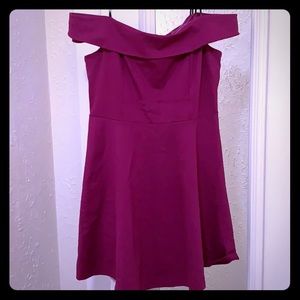 Magenta off the shoulder dress